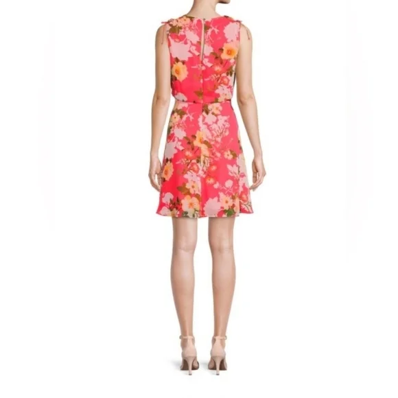 Vince Camuto Sleeveless Floral Chiffon V-Neck Fit & Flare Dress Size 6 NWT - Picture 3 of 12
